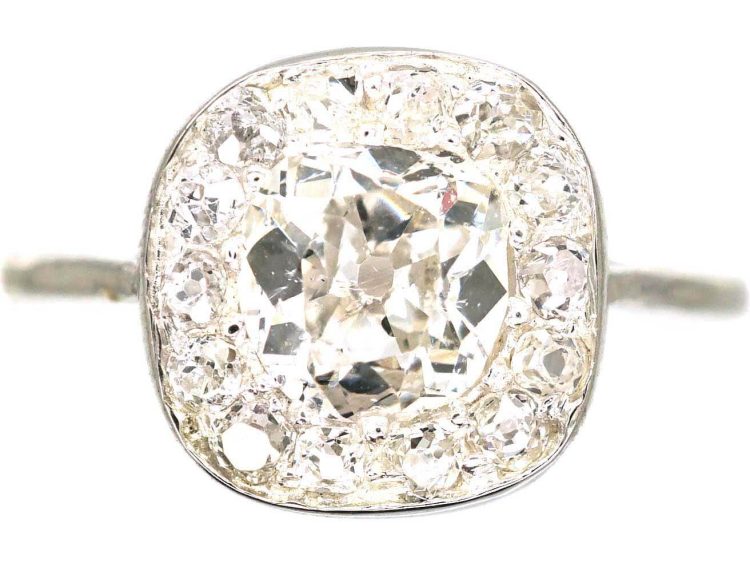 Edwardian Platinum Diamond Cluster Ring