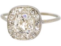 Edwardian Platinum Diamond Cluster Ring