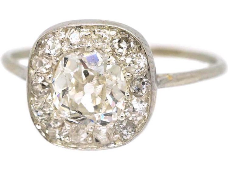 Edwardian Platinum Diamond Cluster Ring