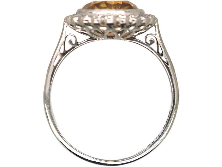 Early 20th Century 18ct White Gold & Platinum Cluster Ring set with a Zircon & Diamonds