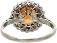 Early 20th Century 18ct White Gold & Platinum Cluster Ring set with a Zircon & Diamonds