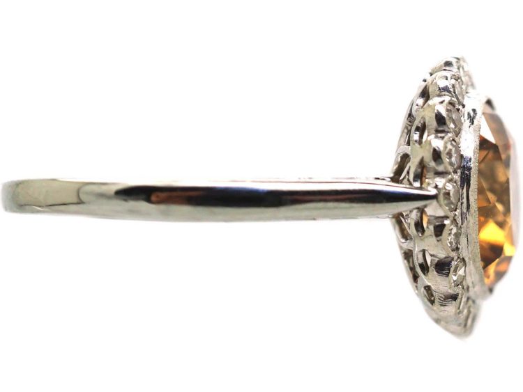 Early 20th Century 18ct White Gold & Platinum Cluster Ring set with a Zircon & Diamonds