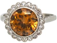 Early 20th Century 18ct White Gold & Platinum Cluster Ring set with a Zircon & Diamonds