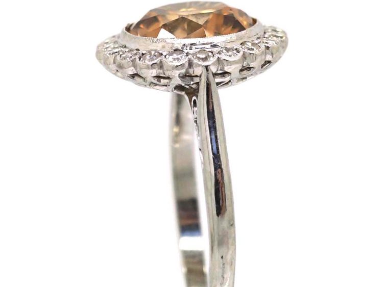 Early 20th Century 18ct White Gold & Platinum Cluster Ring set with a Zircon & Diamonds