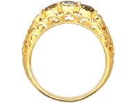 Victorian 18ct Gold Ring set with Five Coloured Diamonds