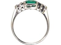 Art Deco Green 18ct White Gold & Platinum, Tourmaline & Diamond Ring