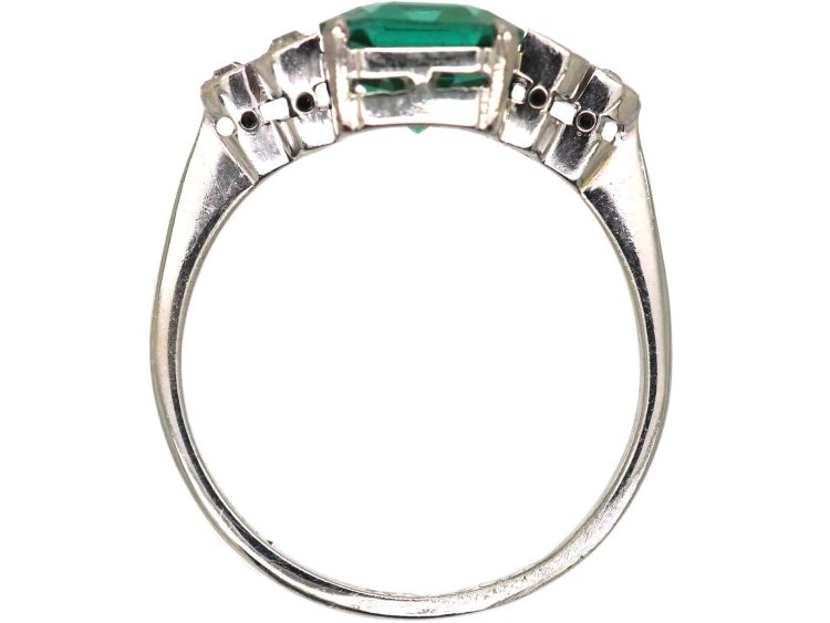 Art Deco Green 18ct White Gold & Platinum, Tourmaline & Diamond Ring