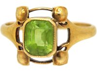 Art Nouveau 18ct Gold & Peridot Ring by Murrle Bennett & Co