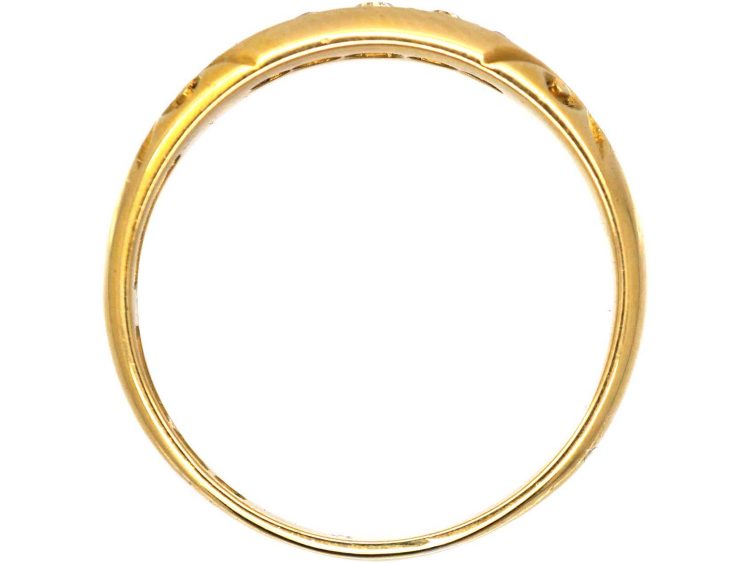 Victorian 18ct Gold Five Stone Diamond Boat Shaped Ring