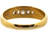 Victorian 18ct Gold Five Stone Diamond Boat Shaped Ring