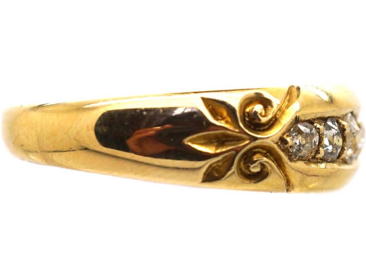 Victorian 18ct Gold Five Stone Diamond Boat Shaped Ring