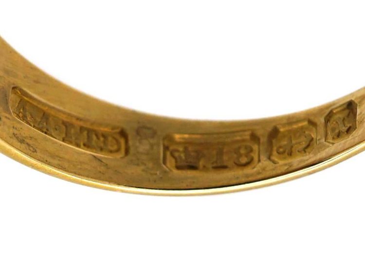 Victorian 18ct Gold Five Stone Diamond Boat Shaped Ring