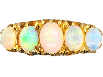 Edwardian 18ct Gold Five Stone Opal Ring