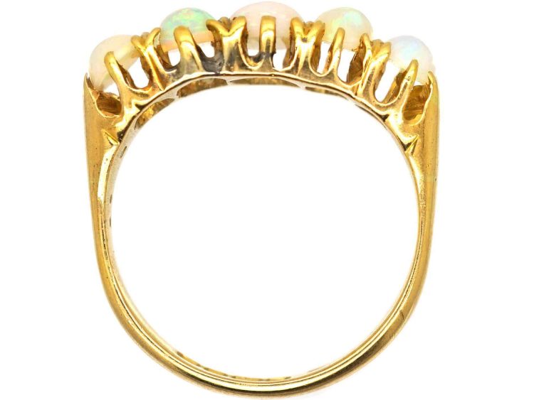 Edwardian 18ct Gold Five Stone Opal Ring