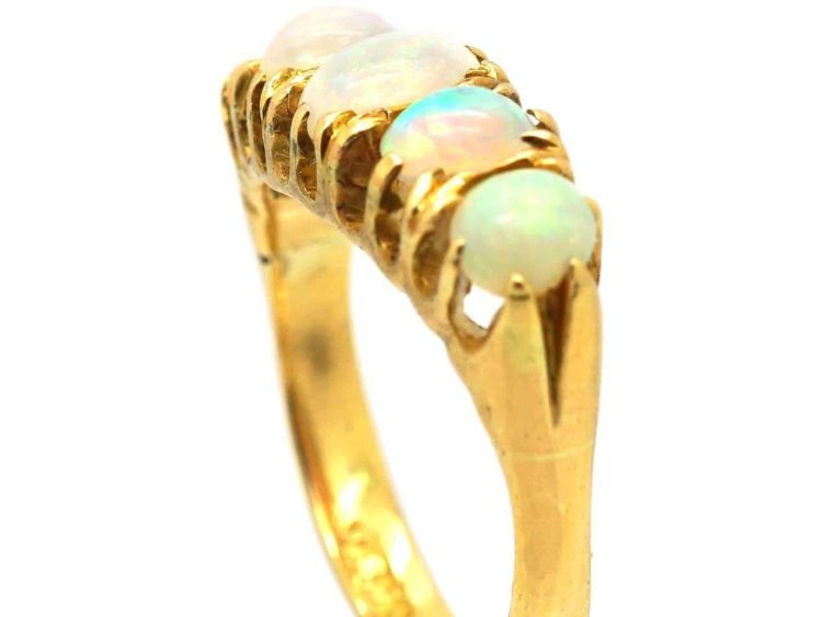 Edwardian 18ct Gold Five Stone Opal Ring
