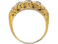 Victorian 18ct Gold Carved Half Hoop Five Stone Diamond Ring