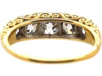 Victorian 18ct Gold Carved Half Hoop Five Stone Diamond Ring