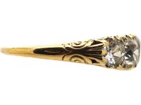 Victorian 18ct Gold Carved Half Hoop Five Stone Diamond Ring