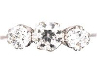 Early 20th Century 18ct White Gold & Platinum Three Stone Diamond Ring
