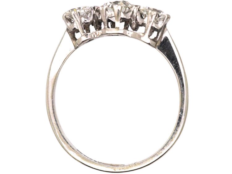 Early 20th Century 18ct White Gold & Platinum Three Stone Diamond Ring