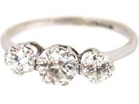 Early 20th Century 18ct White Gold & Platinum Three Stone Diamond Ring