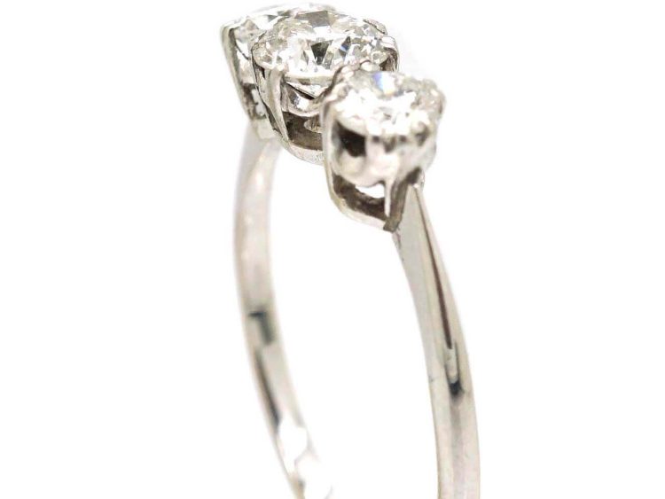 Early 20th Century 18ct White Gold & Platinum Three Stone Diamond Ring