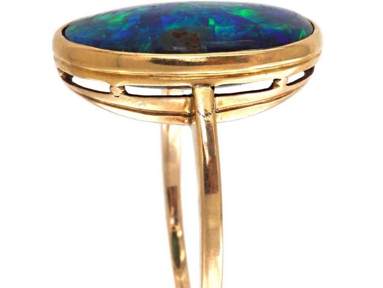 Art Deco 18ct Gold Black Opal Ring