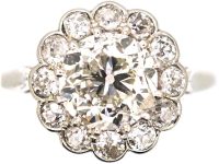 Edwardian 18ct White Gold Diamond Cluster Ring