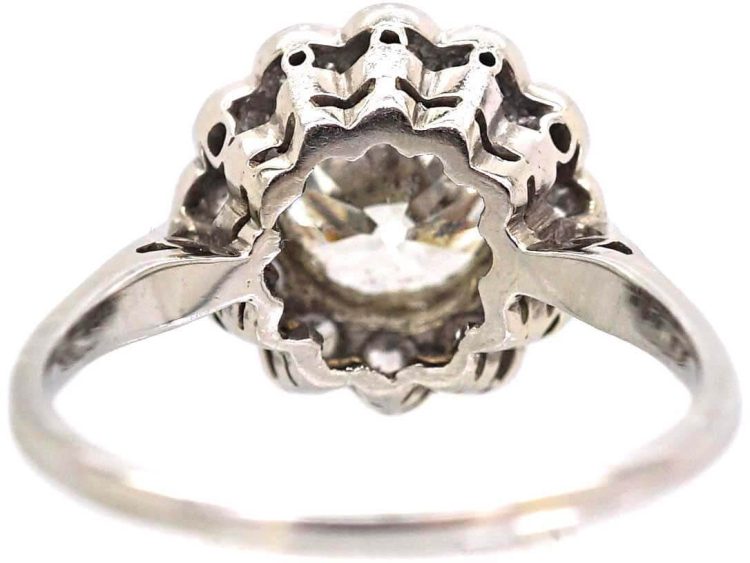 Edwardian 18ct White Gold Diamond Cluster Ring