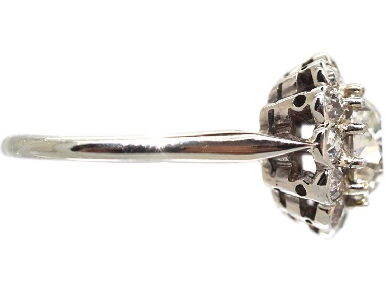 Edwardian 18ct White Gold Diamond Cluster Ring
