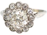 Edwardian 18ct White Gold Diamond Cluster Ring