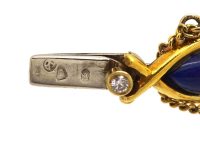 Vintage 18ct Gold Lapis Lazuli & Diamond Bracelet