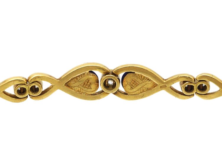 Vintage 18ct Gold Lapis Lazuli & Diamond Bracelet
