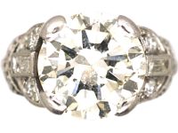 Art Deco Platinum Four Carat Diamond Solitaire Ring