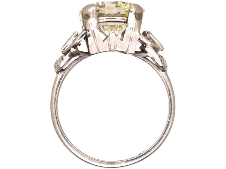 Art Deco Platinum Four Carat Diamond Solitaire Ring