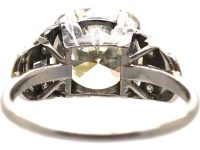 Art Deco Platinum Four Carat Diamond Solitaire Ring