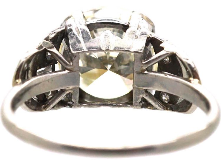 Art Deco Platinum Four Carat Diamond Solitaire Ring
