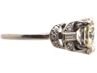 Art Deco Platinum Four Carat Diamond Solitaire Ring