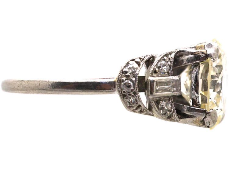Art Deco Platinum Four Carat Diamond Solitaire Ring