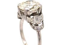 Art Deco Platinum Four Carat Diamond Solitaire Ring