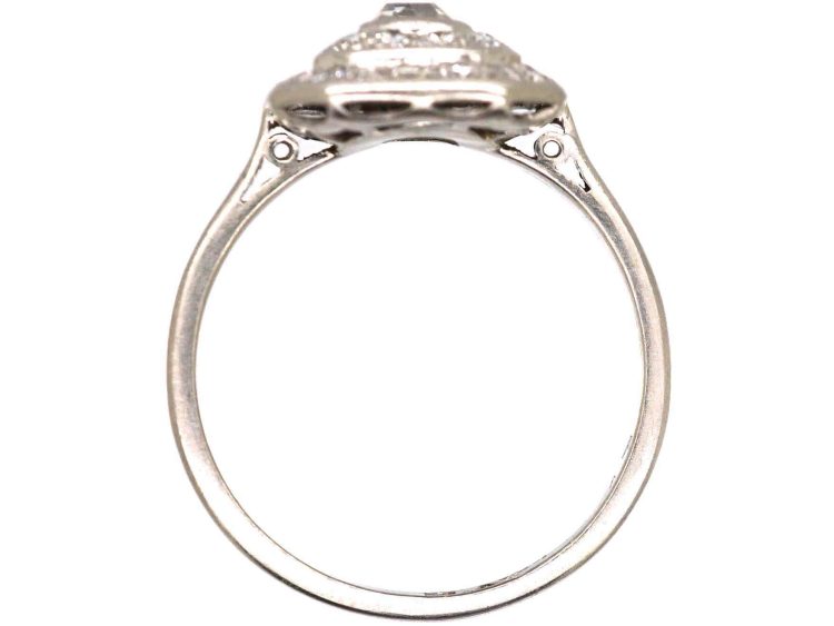 Art Deco Platinum Diamond Octagonal Cluster Ring