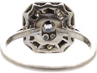 Art Deco Platinum Diamond Octagonal Cluster Ring