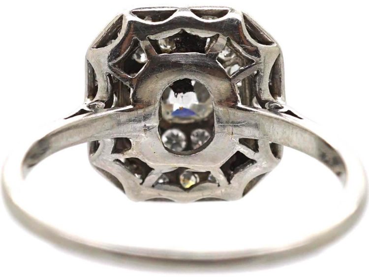 Art Deco Platinum Diamond Octagonal Cluster Ring