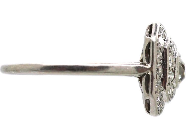 Art Deco Platinum Diamond Octagonal Cluster Ring