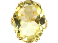 Vintage 9ct Gold Ring set with a Large Oval Cut Citrine