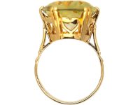 Vintage 9ct Gold Ring set with a Large Oval Cut Citrine