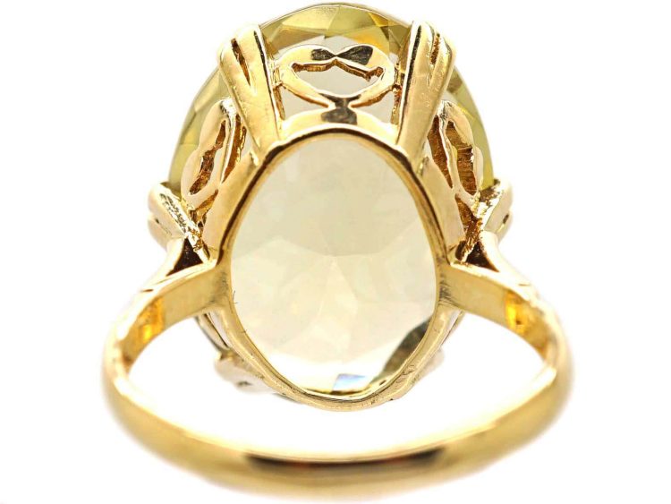Vintage 9ct Gold Ring set with a Large Oval Cut Citrine