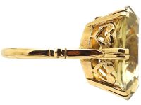 Vintage 9ct Gold Ring set with a Large Oval Cut Citrine