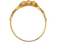 Georgian 15ct Gold Flower Cluster Ring set with Emeralds, Diamonds & a Ruby