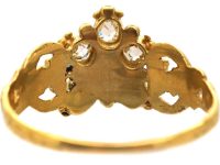 Georgian 15ct Gold Flower Cluster Ring set with Emeralds, Diamonds & a Ruby